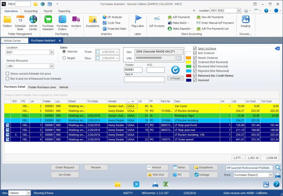 screenshot of Nexsyis Collision